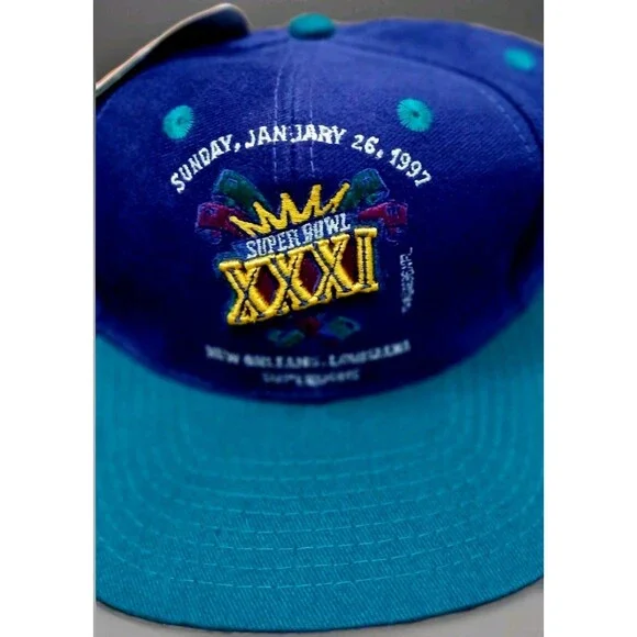 VTG 1997 Super Bowl XXXI Snapback Hat NWT – Drew Pearson NFL Blue Teal Cap USA - Picture 3 of 14